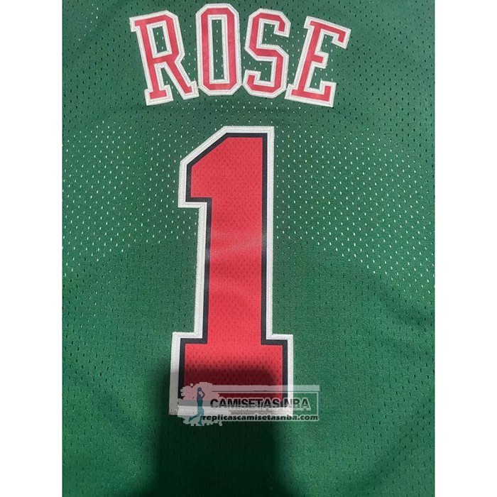 Camiseta Chicago Bulls Derrick Rose NO 1 Mitchell & Ness 2008-09 Verde2